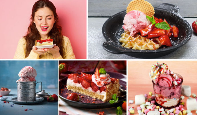 Torten, Eis & Kuchen mit Erdbeeren