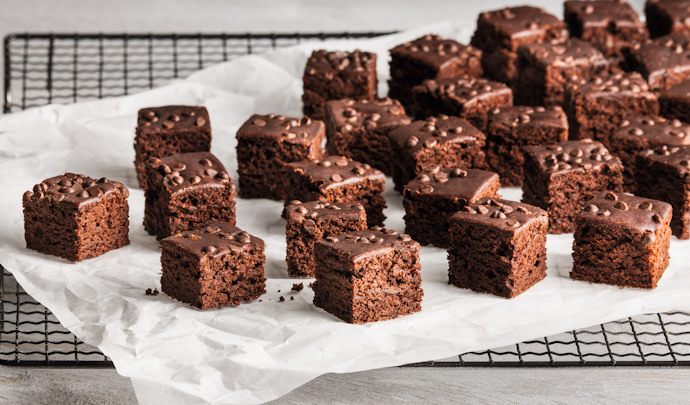 Kuchen-Minis Brownie vegan, vorgeschnitten