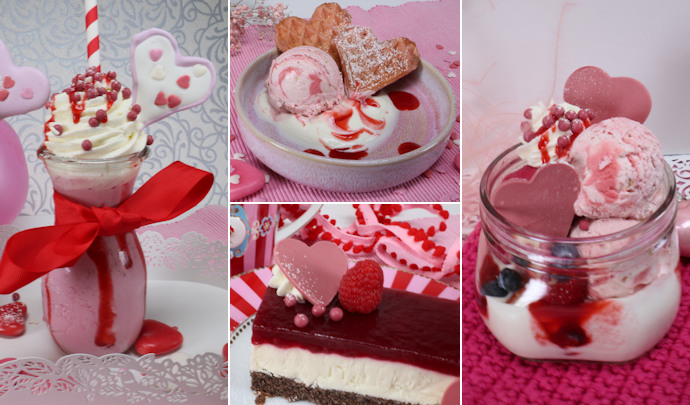 Eis und Kuchen zum Valentinstag