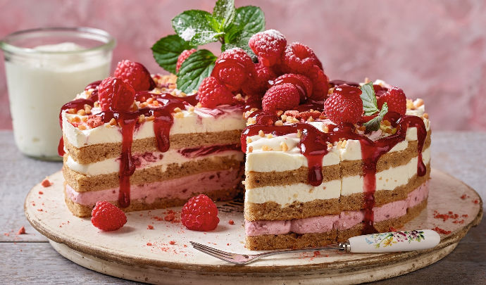 Unsere Prachtstucke Classics Himbeer Skyr Torte Vorgeschnitten Froneri Scholler 