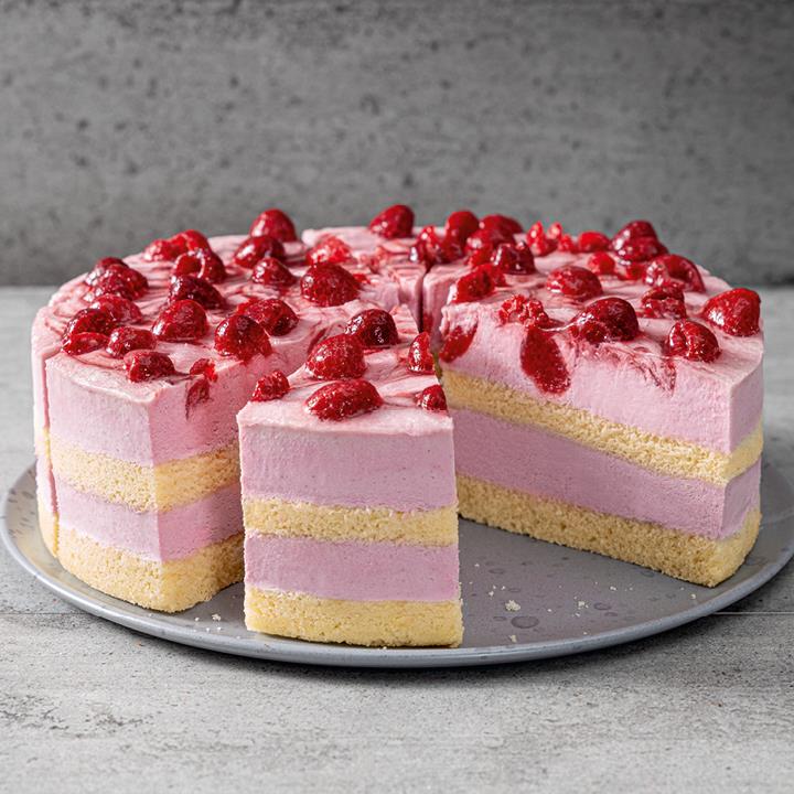 UNSERE PRACHTSTÜCKE Himbeer-Joghurt-Torte, vorgeschnitten | FRONERI ...
